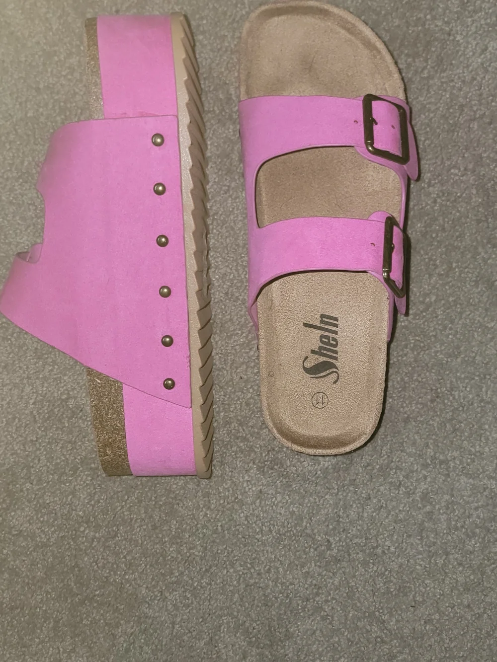 SHEIN Bright Pink Double Buckle Slide Sandals-10.5
